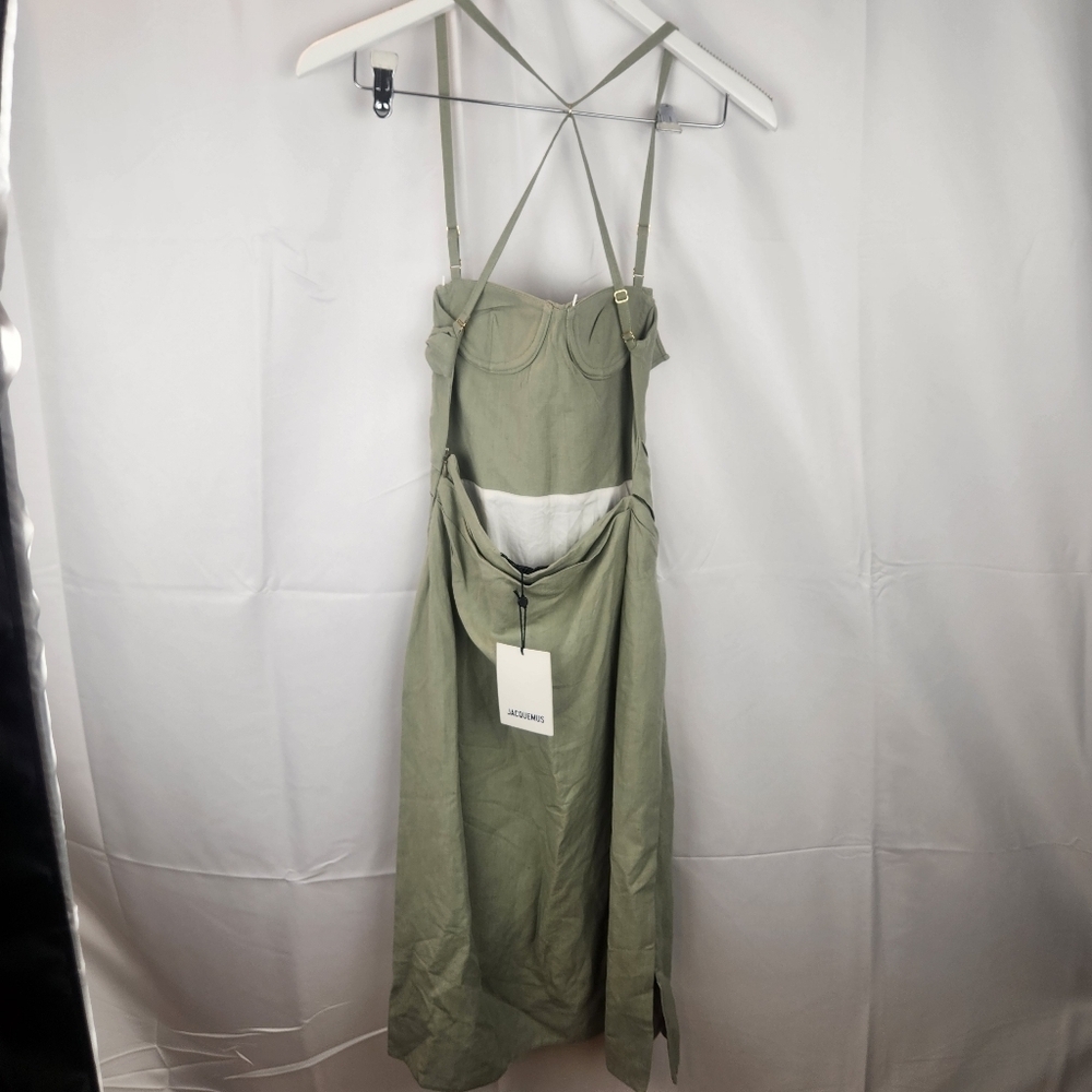JACQUEMUS Khaki 'La Robe Saudade' Minidress size XXS (32) BNWT with defect - Picture 10 of 13